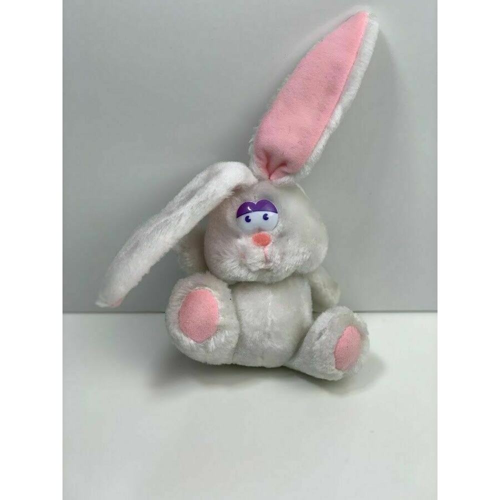Vintage Russ Flopsy 6" White Plush Easter Bunny Long Ears Plastic Eyes #165